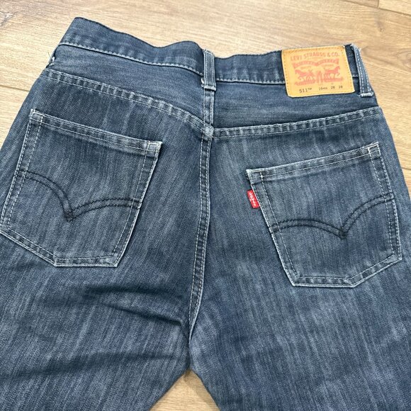 Levis 511 Slim Straight Leg Jeans Womens 16 Blue Dark Wash Mid Rise Zip 28 X 28 - Picture 3 of 14